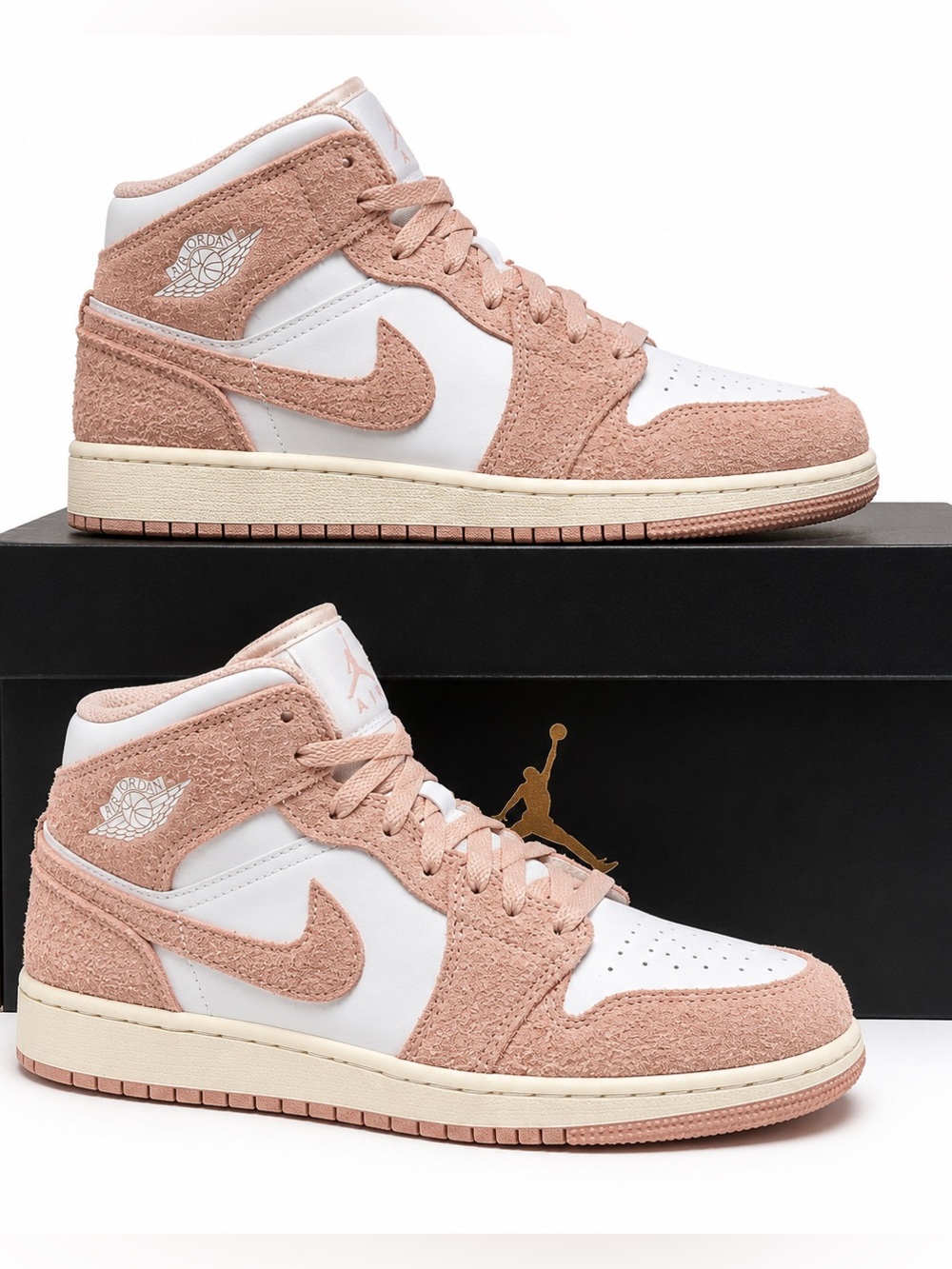 Nike Air Jordan 1 Mid SE GS Legend Pink White Sail Suede Sneakers Youth 7Y new